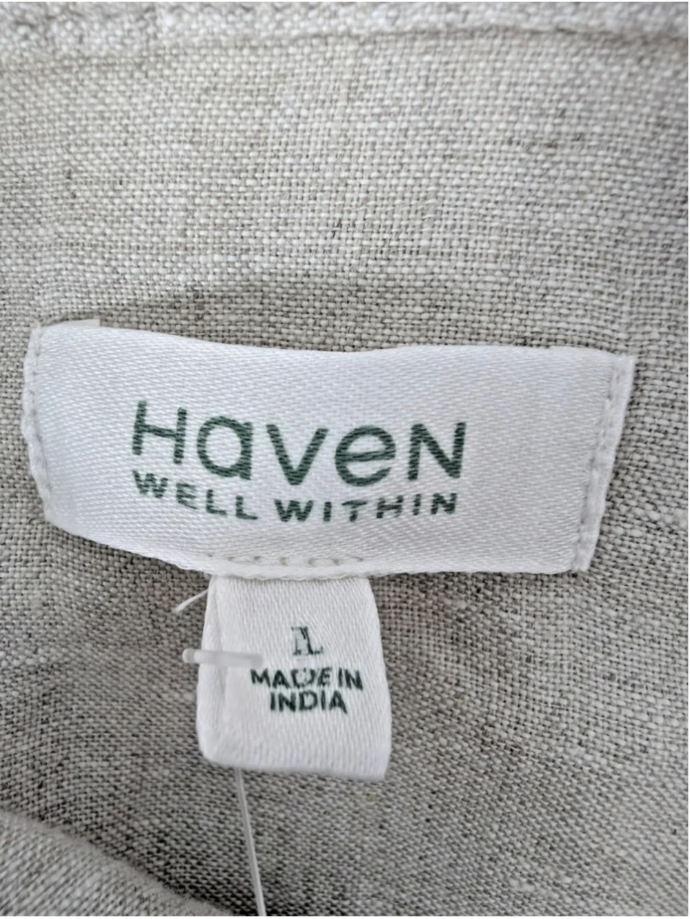 NWT Haven Well Within Linen Tiered Midi Shirt Dress Flax Sz L Beachy Coastal